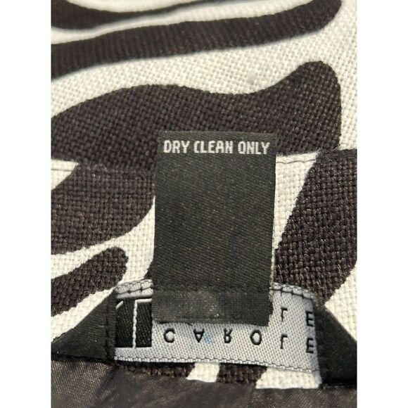 CAROLE LITTLE 100% Linen Jacket Womens Medium Blazer Zebra Print Black White - Picture 4 of 4